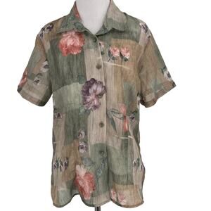 Anne Charles Vintage Floral Patchwork Button Up Size Large